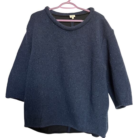 Aritzia Wilfred Italian Yarn Wool Blend Sweater NavyZip Back Med Dark Academia - Picture 2 of 9